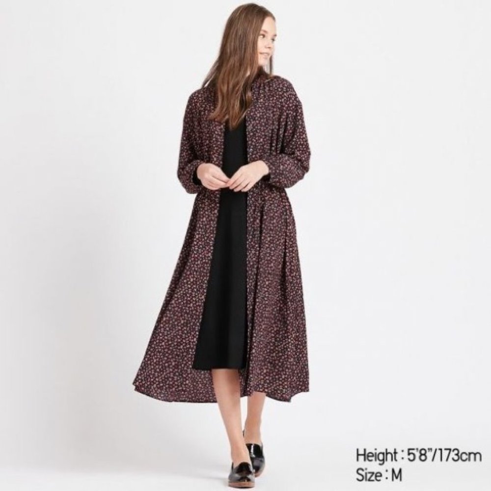 UNIQLO Printed V Neck Long Sleeve Long Shirt Dress - Size S - New With Tags